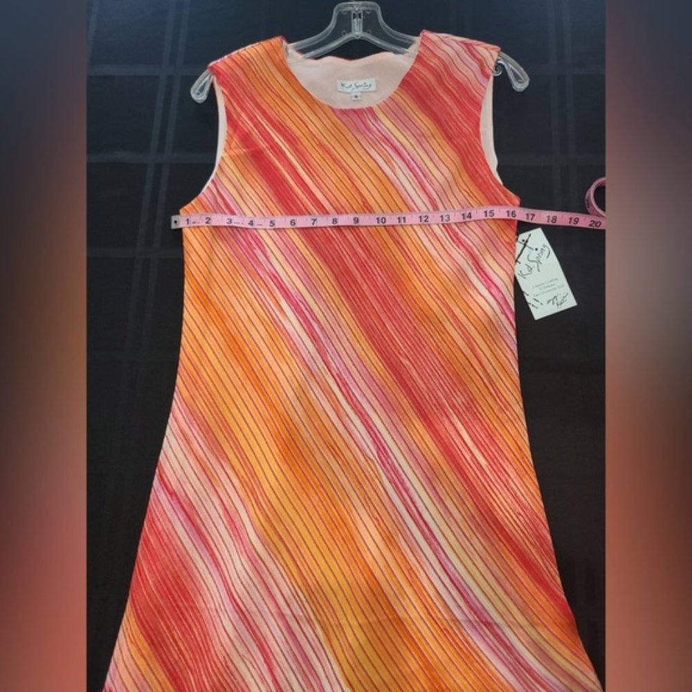 Striped Orange and Pink Maxi Dress with Jacket - Picture 4 of 13